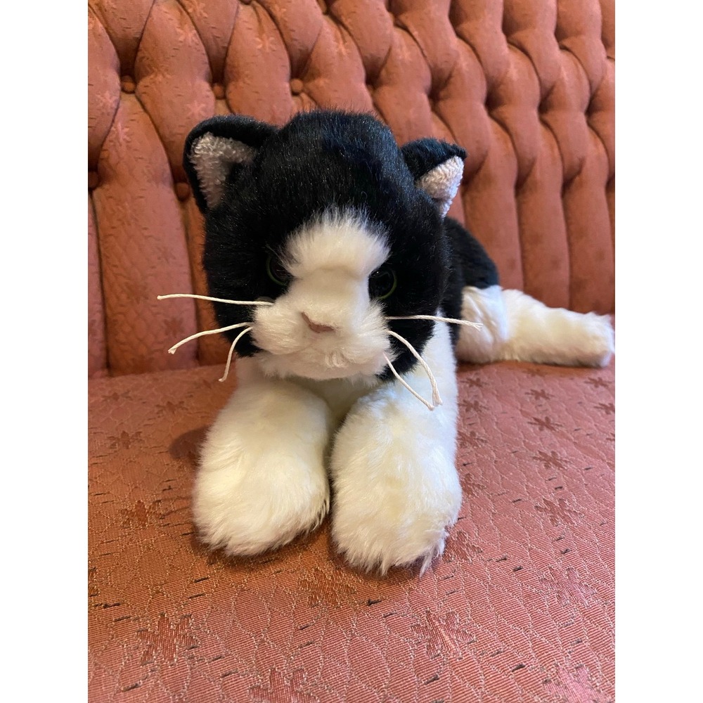 The Bearington Collection Kitty Cat Plush Stuffed Toy 16" Tuxedo Realistic s23
